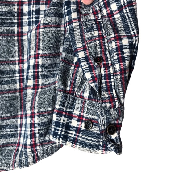 FatFace Plaid Flannel Long Sleeve Button Front Western Blue Grey Red Men's Large - Picture 11 of 11